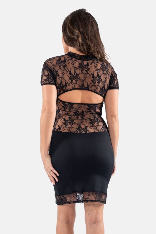 black mini dress with lace LDC06 - S/M