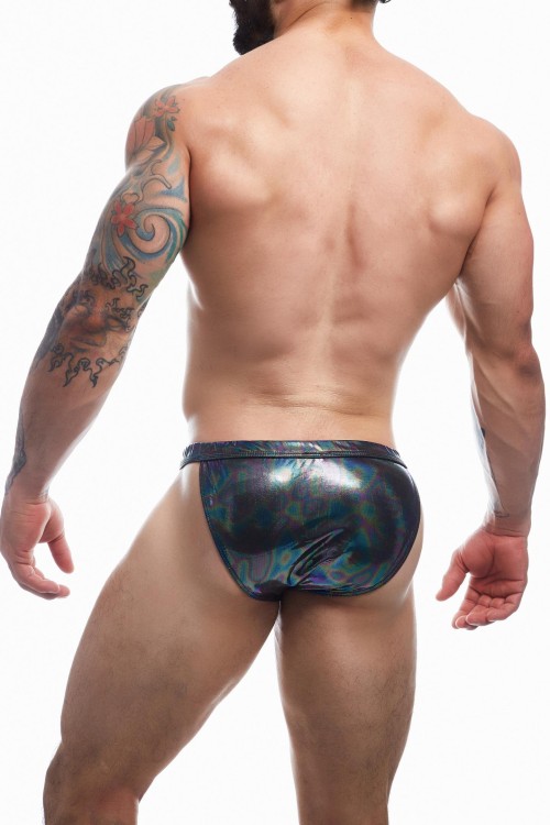 black wetlook Clip Tanga Brief EMER4LD - S