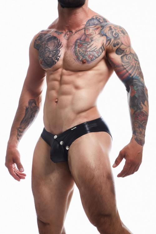 black wetlook briefs BL4CK01 - S