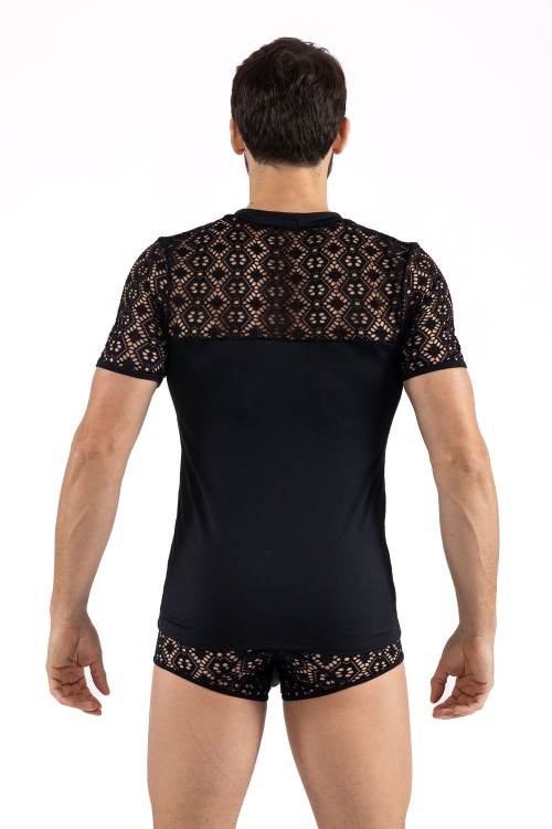 black mesh T-Shirt 2407-81 - M