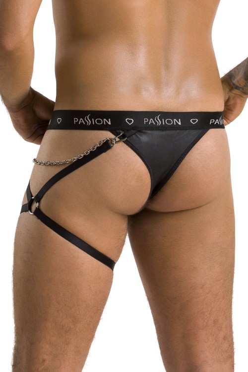 schwarzer Männer String mit Beinharness 058 - L/XL