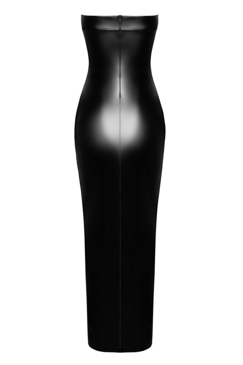 F336 Aphrodisia powerwetlook long dress with open leg - L