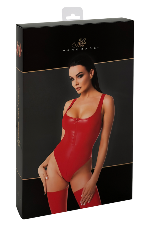 F352 Wetlook body with front zipper - M