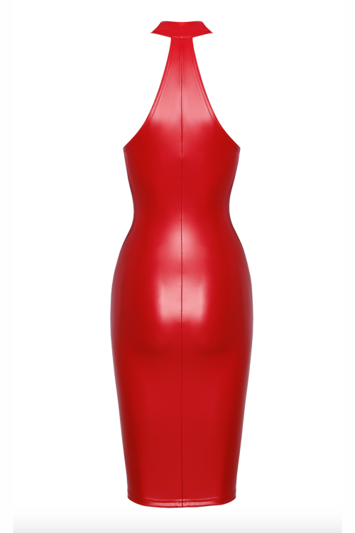 F354 Orgia red powerwetlook midi dress - 2XL