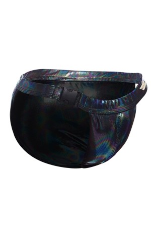 black wetlook Clip Tanga Brief EMER4LD - S