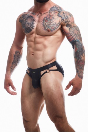 black wetlook jockstrap BL4CK02 by Cut4Men