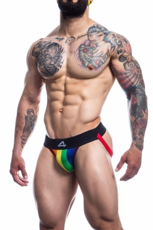 bunter Stripe-Pride Jockstrap von Cut4Men