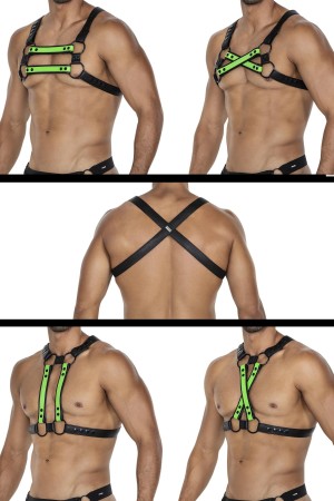 black/neon green chest harness 06 by Cut4Men