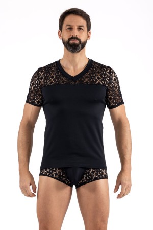 black mesh T-Shirt 2407-81 by Look Me