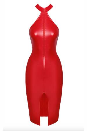 F354 Orgia red powerwetlook midi dress - S